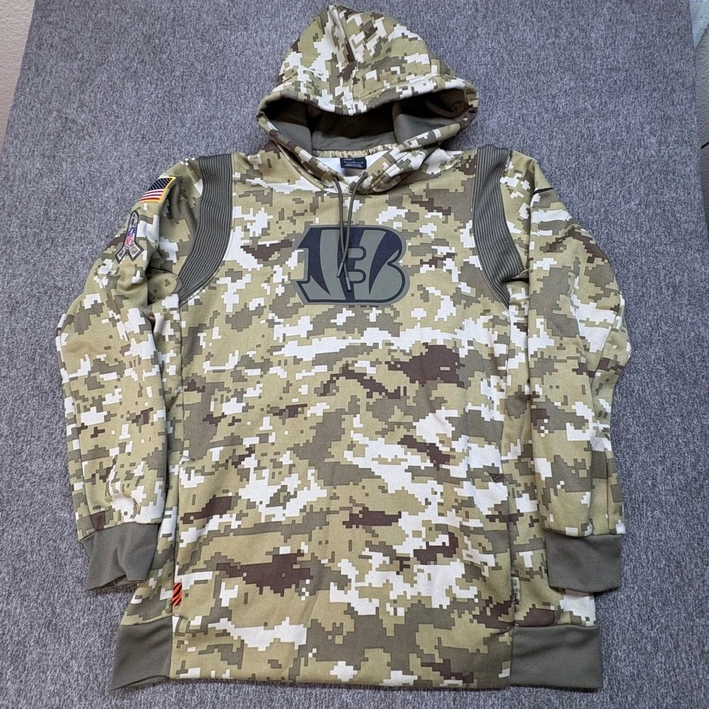 Nike NFL Cincinnati Bengals Salute to Service Camo Hoodie Men's L USA NKQ6-10P5